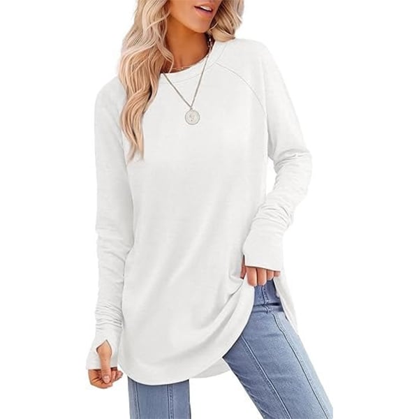 ✨✨Two items with free shipping Womens Tunic Tops to Wear with Leggings Long Sleeve Thumb Crew Neck Curved Hem