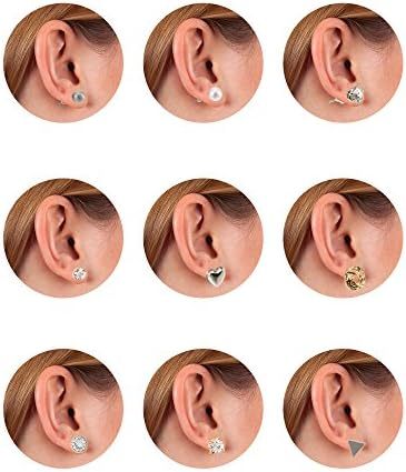 BBTO 24 Pairs Stud Earrings Crystal Pearl Earring Set Ear Stud Jewelry for Women Men