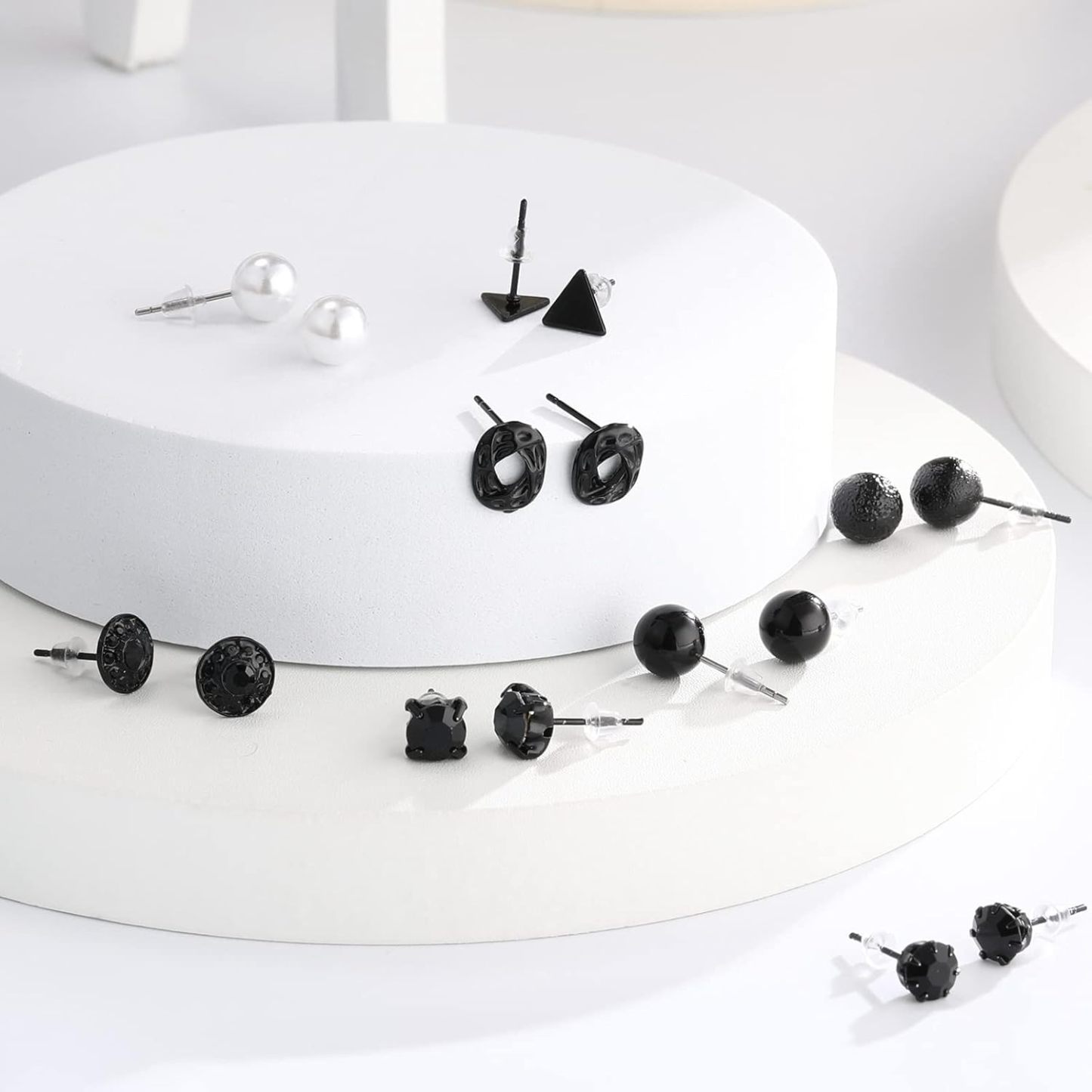 BBTO 24 Pairs Stud Earrings Crystal Pearl Earring Set Ear Stud Jewelry for Women Men