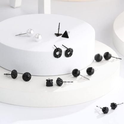 BBTO 24 Pairs Stud Earrings Crystal Pearl Earring Set Ear Stud Jewelry for Women Men