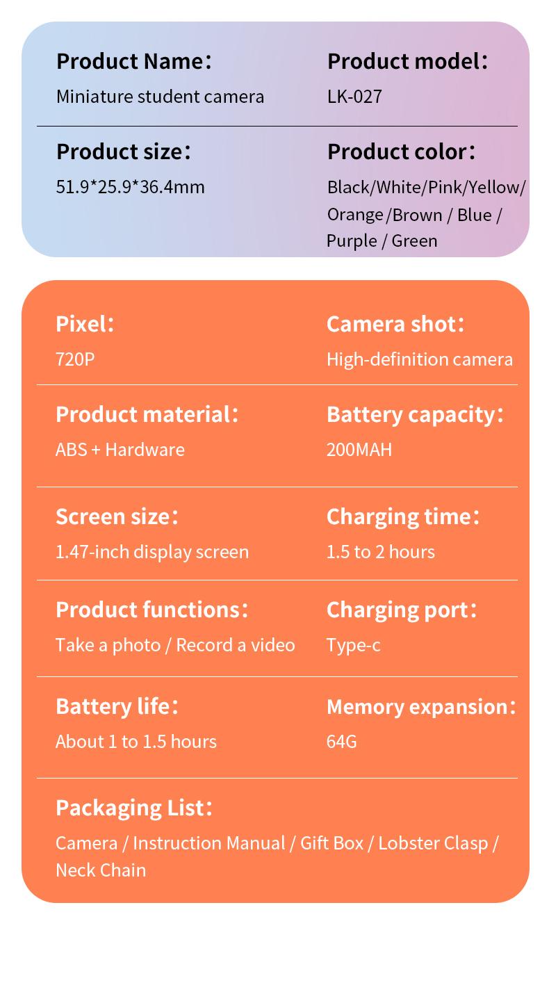 Mini Digital Camera with 1.47 in LCD Screen 1080P Feel of Old 90s Photographs, Keychain Size, Birthday Gifts,Christmas Gifts