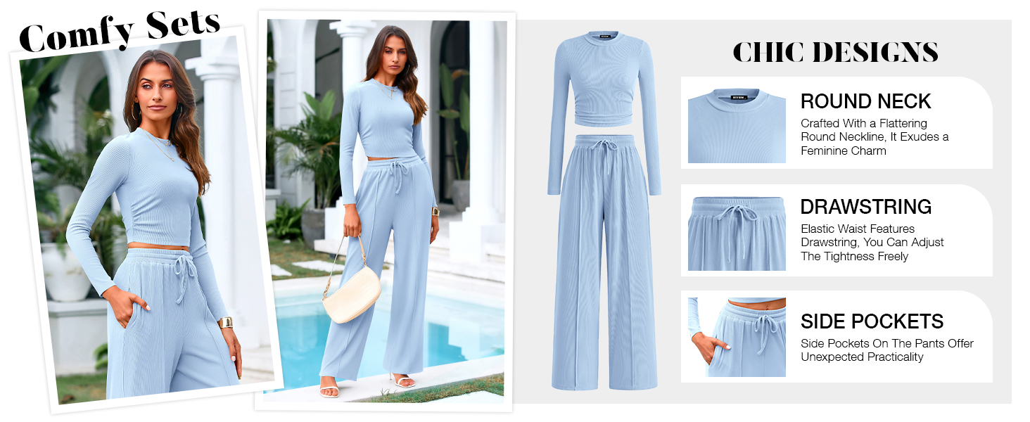 airport outfit for women ribbed two piece sets for women sweat suits for womens 2 piece