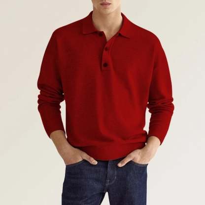 🤵 Men's Casual Loose Lapel Long Sleeve Polo Shirt - Comfortable & Stylish