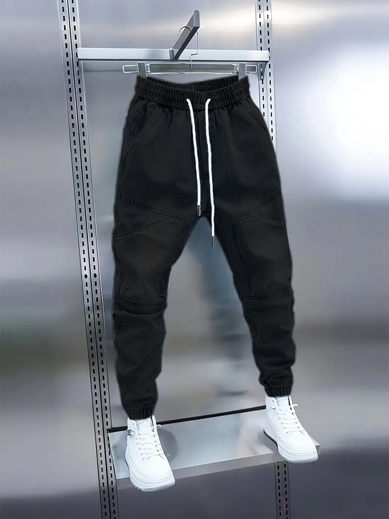 🎈🎈Trendy Men's Patchwork Denim Elastic Waist Jogger Harem Pants