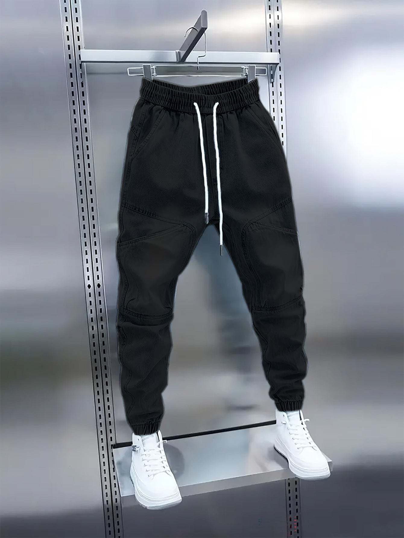 🎈🎈Trendy Men's Patchwork Denim Elastic Waist Jogger Harem Pants