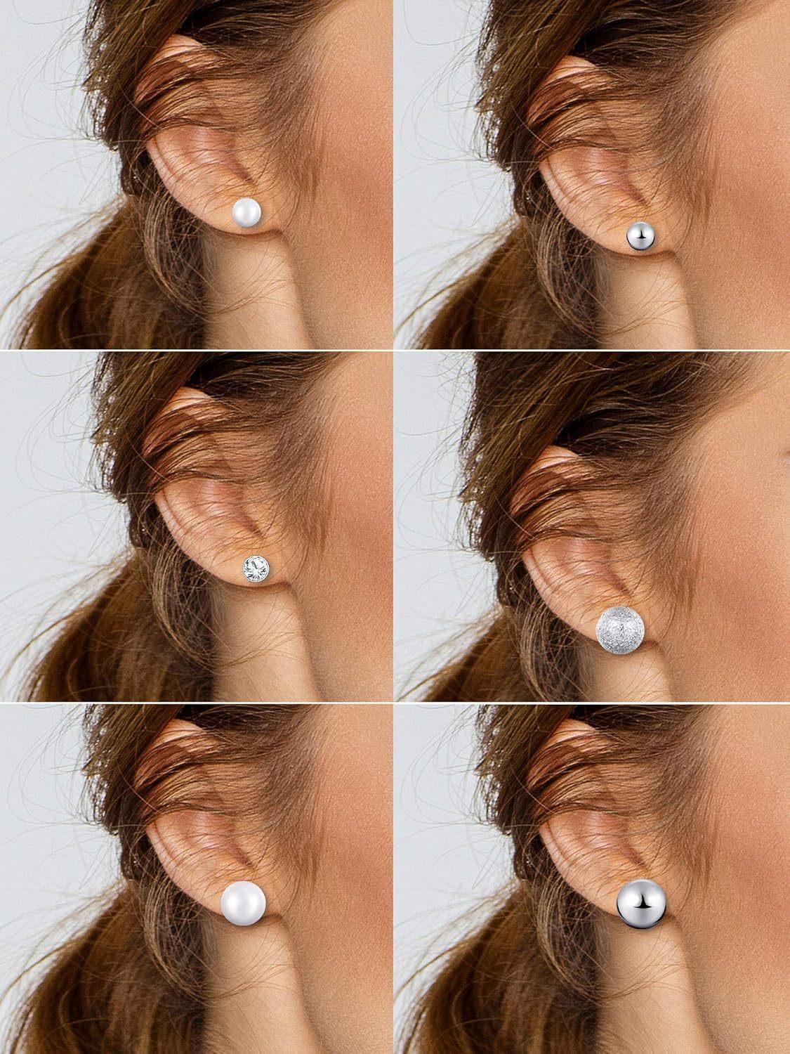 BBTO 24 Pairs Stud Earrings Crystal Pearl Earring Set Ear Stud Jewelry for Women Men