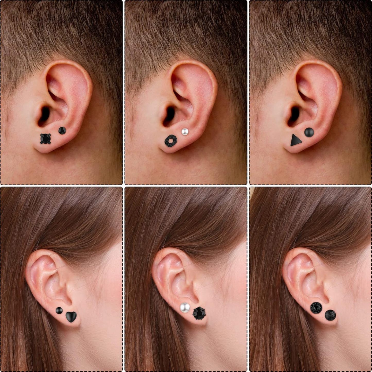 BBTO 24 Pairs Stud Earrings Crystal Pearl Earring Set Ear Stud Jewelry for Women Men