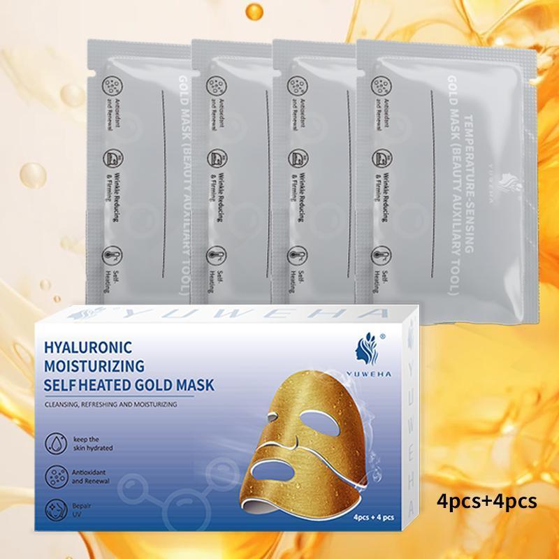 YUWEHA Hyaluronic Acid Moisturizing Self-Heating Gold , Hydrating, Refreshing, and Nourishing. collagen face mask girl Deep Cleansing Mask Foam