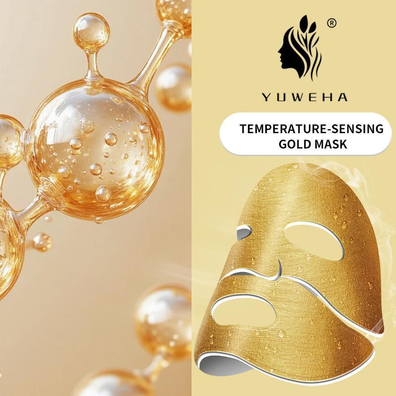 YUWEHA Hyaluronic Acid Moisturizing Self-Heating Gold , Hydrating, Refreshing, and Nourishing. collagen face mask girl   Deep Cleansing Mask Foam