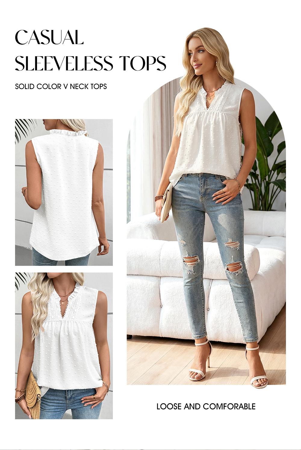 EVALESS Women's Tank Top Lace Casual V Neck Elegant Swiss Dot Smocked Sleeveless T Shirts Tops 2026 Womenswear Fashion Outfits SummerVibes EVALESS Women's Tank Top Lace Casual V Neck Elegant Swiss Dot Smocked Sleeveless T Shirts Tops 2026 Womenswear Fashion Outfits SummerVibes