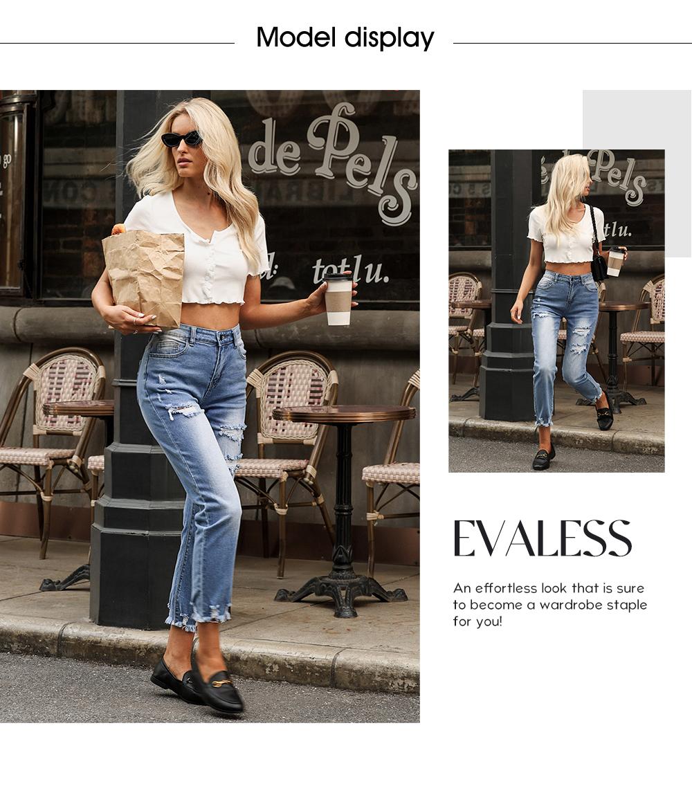 EVALESS Women's High Waist Plenty Jeans,Ripped Boyfriend Distressed Straight Leg Jenas,Tummy Control Lightweight Stretchy Trouser Ankle Denim Pants,2026 Trendy Womenswear Fall Outfits SwimWeek