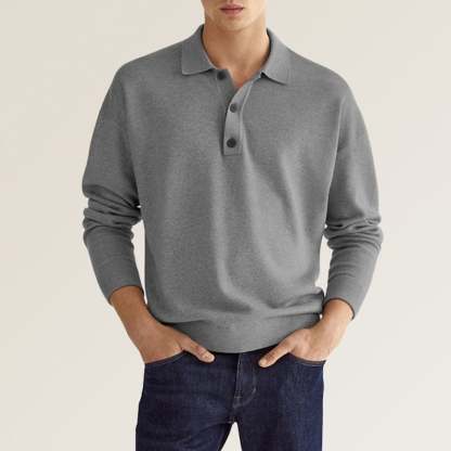 🤵 Men's Casual Loose Lapel Long Sleeve Polo Shirt - Comfortable & Stylish