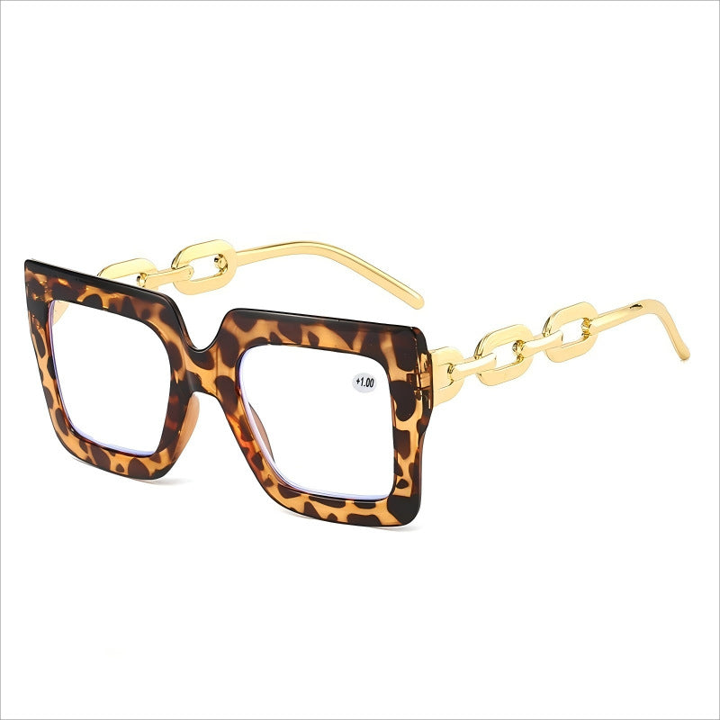 🎈🎈Lastday 70%OFF-Women’s Oversized Square Chain Reading Glasses(1set-6pcs)
