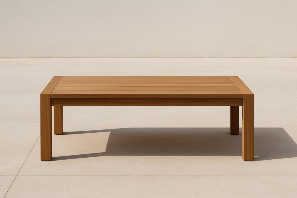 Tavolino rettangolare in legno teak 120x60x40 cm naturale