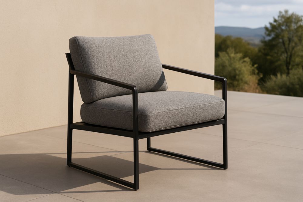 Sedia lounge in metallo e tessuto poliestere 70x80x80 cm