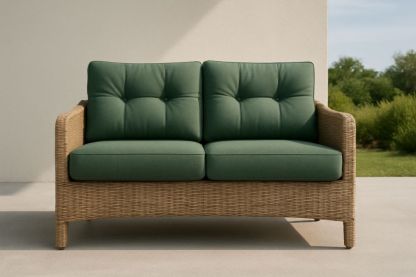 Divano da Esterno in Rattan Sintetico con Cuscini Verdi