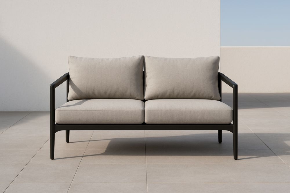 Divano da Esterno in Alluminio con Cuscini in Poliestere Grigio 2 Posti