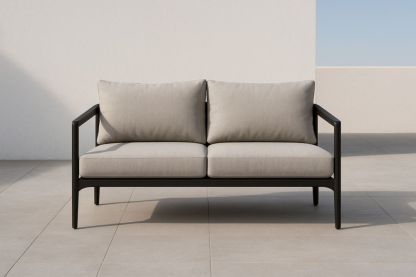 Divano da Esterno in Alluminio con Cuscini in Poliestere Grigio 2 Posti