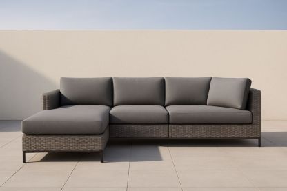 Divano angolare in rattan sintetico grigio per esterni