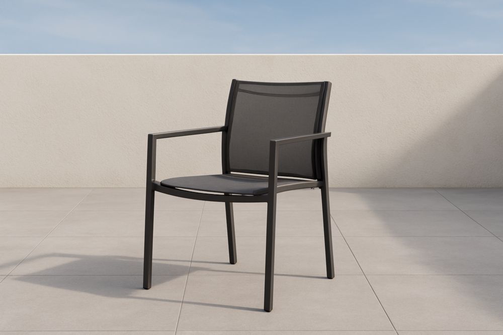 Sedia da Giardino in Alluminio e Tessuto a Rete Grigio