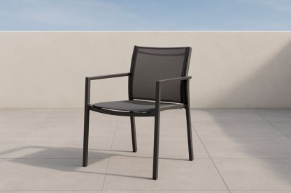 Sedia da Giardino in Alluminio e Tessuto a Rete Grigio