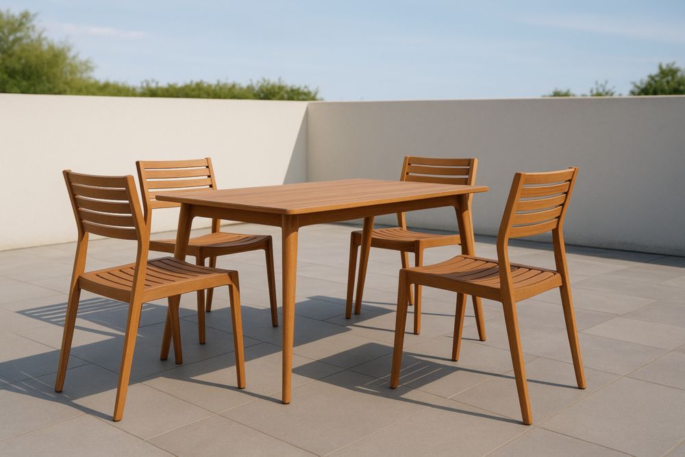 Set da Giardino Tavolo e Sedie in Legno di Acacia