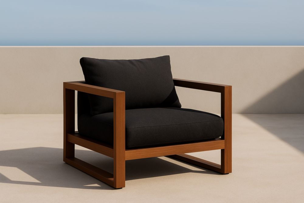 Poltrona da Esterno in Legno con Cuscini in Poliestere 75x75x70 cm