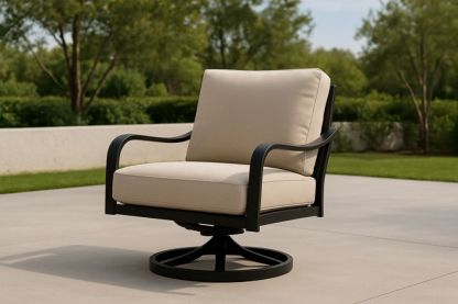 Poltrona da Esterno Girevole in Alluminio e Tessuto Beige