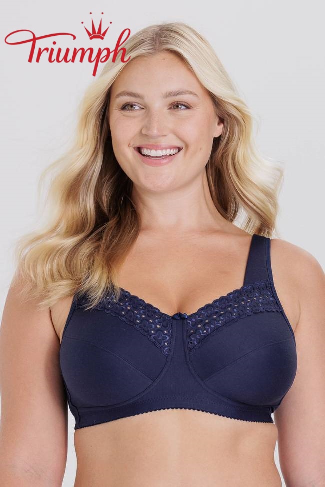 Triumph® 4-dielna súprava 🥰 Vyšívané podprsenky z čistej bavlny – dostupné v rôznych farbách a veľkostiach