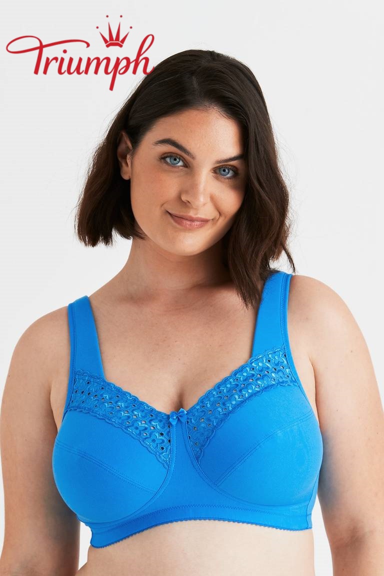 Triumph® 4-dielna súprava 🥰 Vyšívané podprsenky z čistej bavlny – dostupné v rôznych farbách a veľkostiach