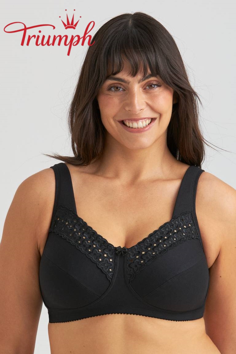 Triumph® 4-dielna súprava 🥰 Vyšívané podprsenky z čistej bavlny – dostupné v rôznych farbách a veľkostiach
