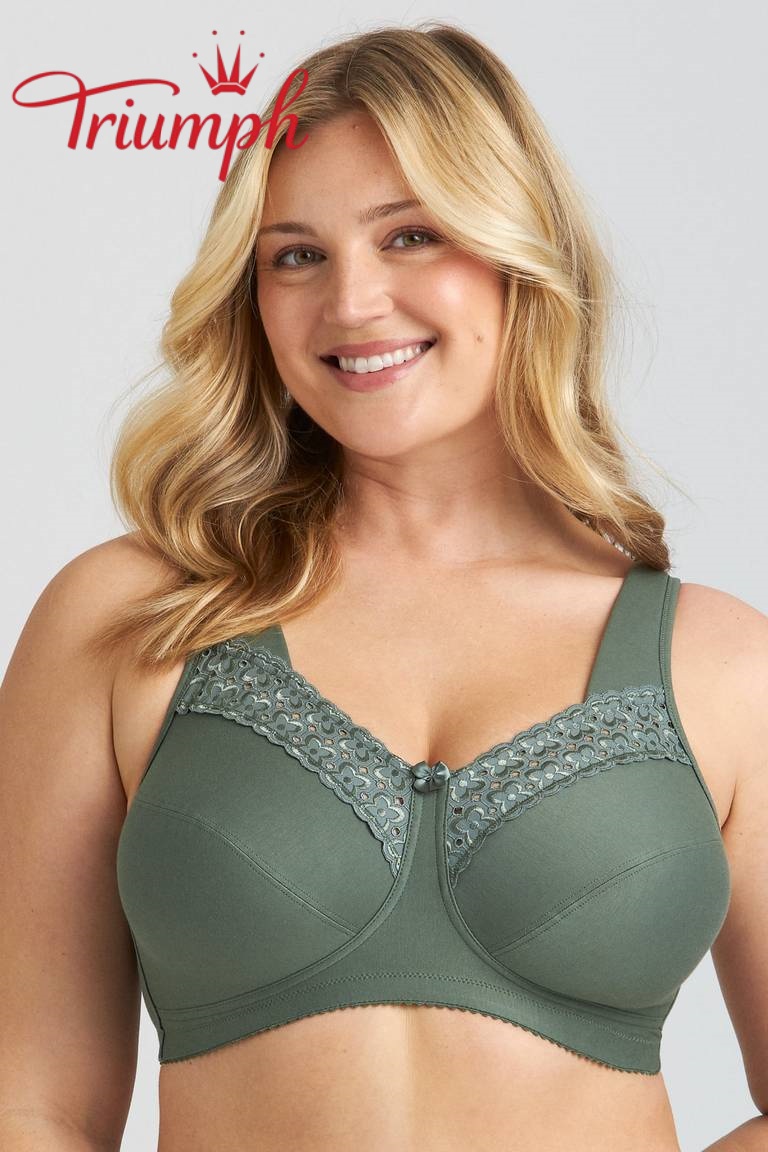 Triumph® 4-dielna súprava 🥰 Vyšívané podprsenky z čistej bavlny – dostupné v rôznych farbách a veľkostiach