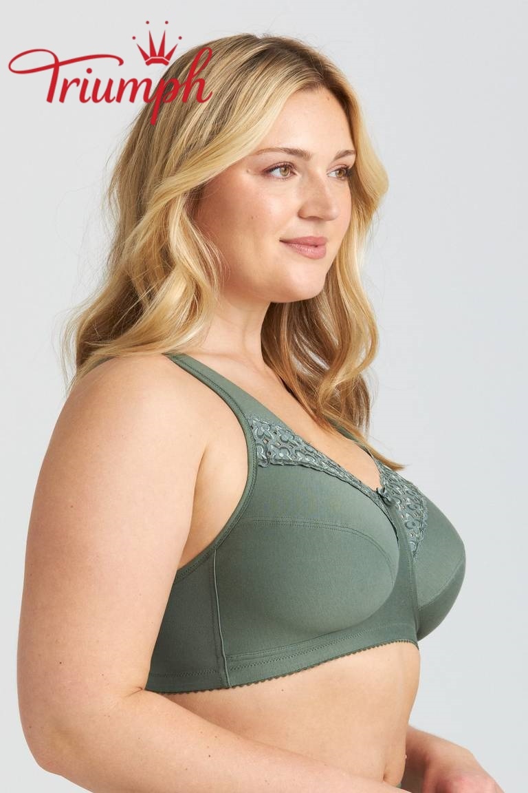 Triumph® 4-dielna súprava 🥰 Vyšívané podprsenky z čistej bavlny – dostupné v rôznych farbách a veľkostiach