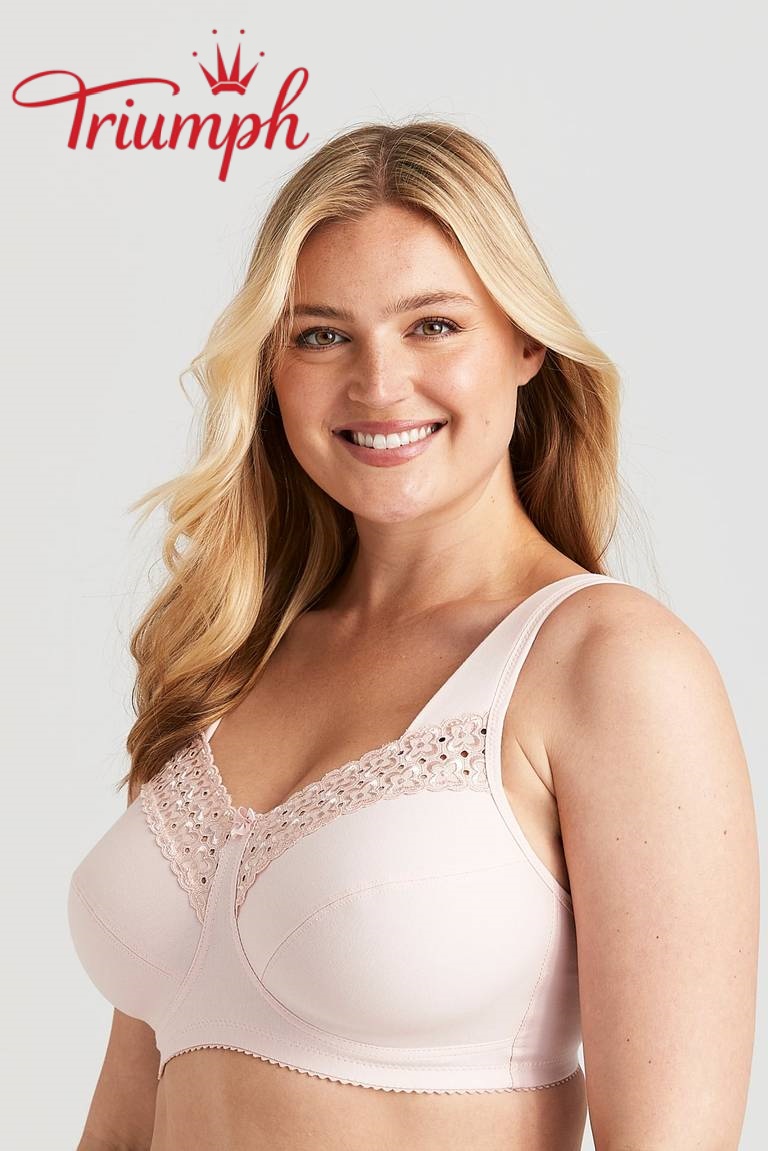 Triumph® 4-dielna súprava 🥰 Vyšívané podprsenky z čistej bavlny – dostupné v rôznych farbách a veľkostiach