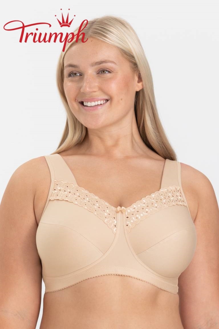 Triumph® 4-dielna súprava 🥰 Vyšívané podprsenky z čistej bavlny – dostupné v rôznych farbách a veľkostiach