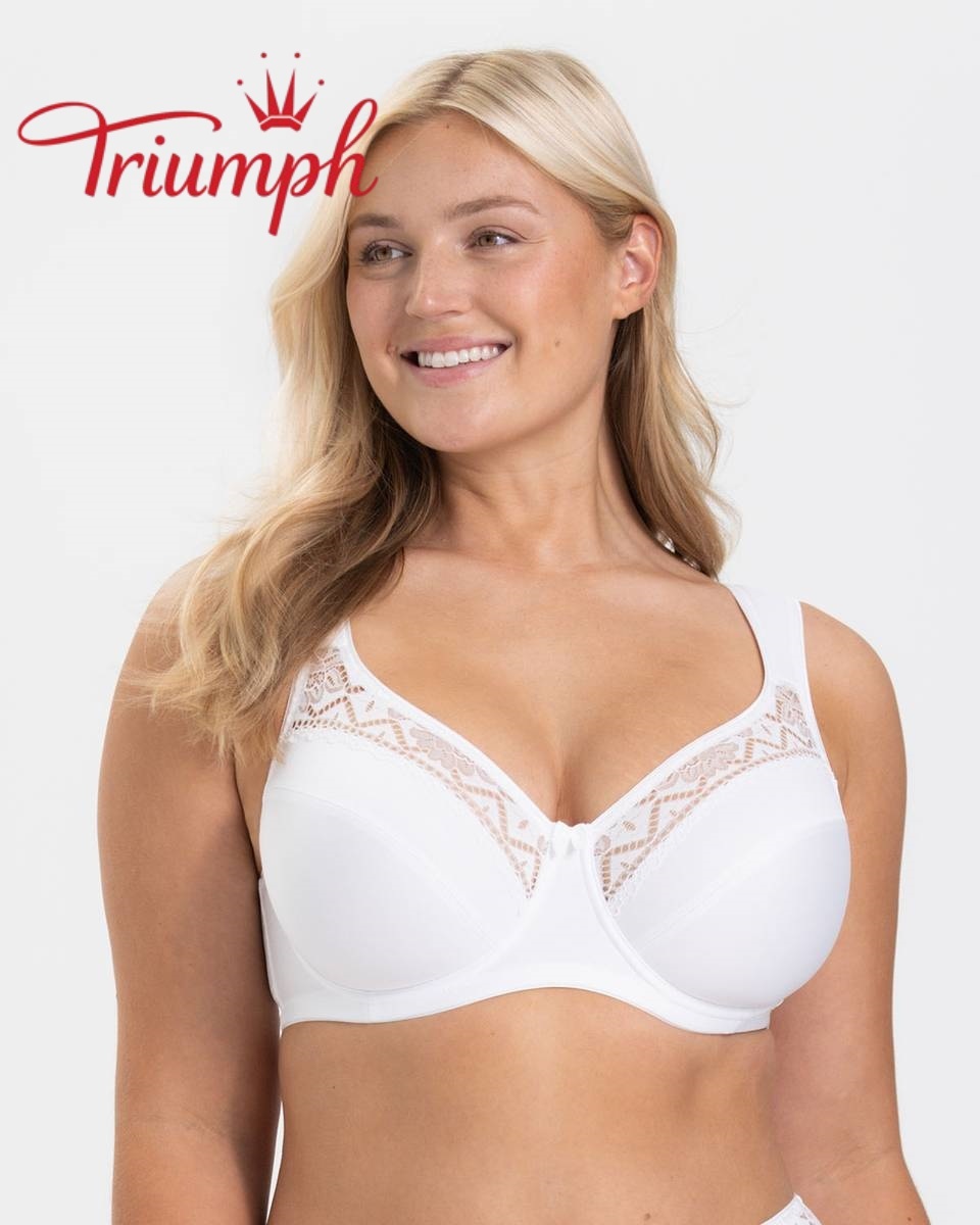 Triumph - 4-dielna súprava 😍 Klasická čiernobiela pohodlná podprsenka s prelamovaným vzorom