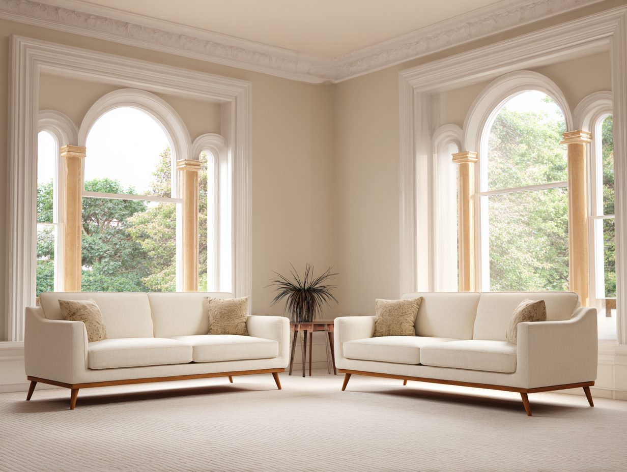 Sofa-Set 2-Sitzer - Stoff - 165x90x86 cm - creme - für Wohnzimmer - modernes Design-Warmthano