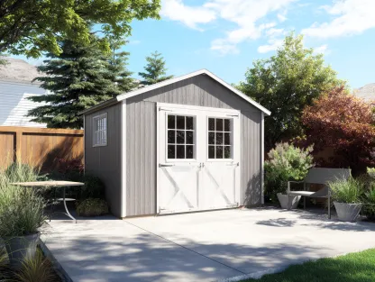 Gartenhaus - Holz - 320x260x250 cm - grau/weiß - für Garten - klassisches Design-Warmthano