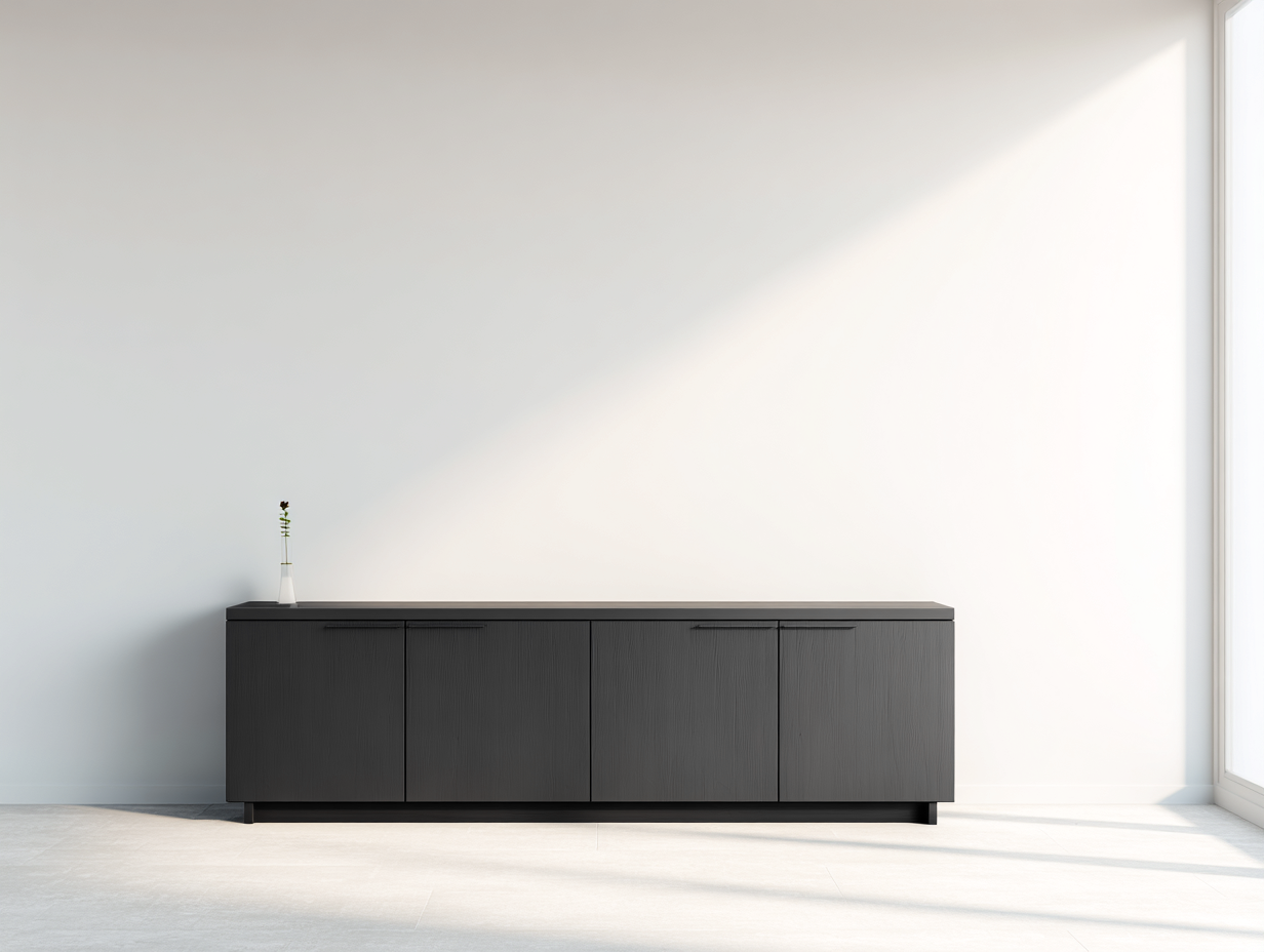 Sideboard Holz 180x45x75 cm - schwarz - für Wohnzimmer - modernes minimalistisches Design-Warmthano