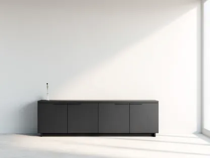 Sideboard Holz 180x45x75 cm - schwarz - für Wohnzimmer - modernes minimalistisches Design-Warmthano