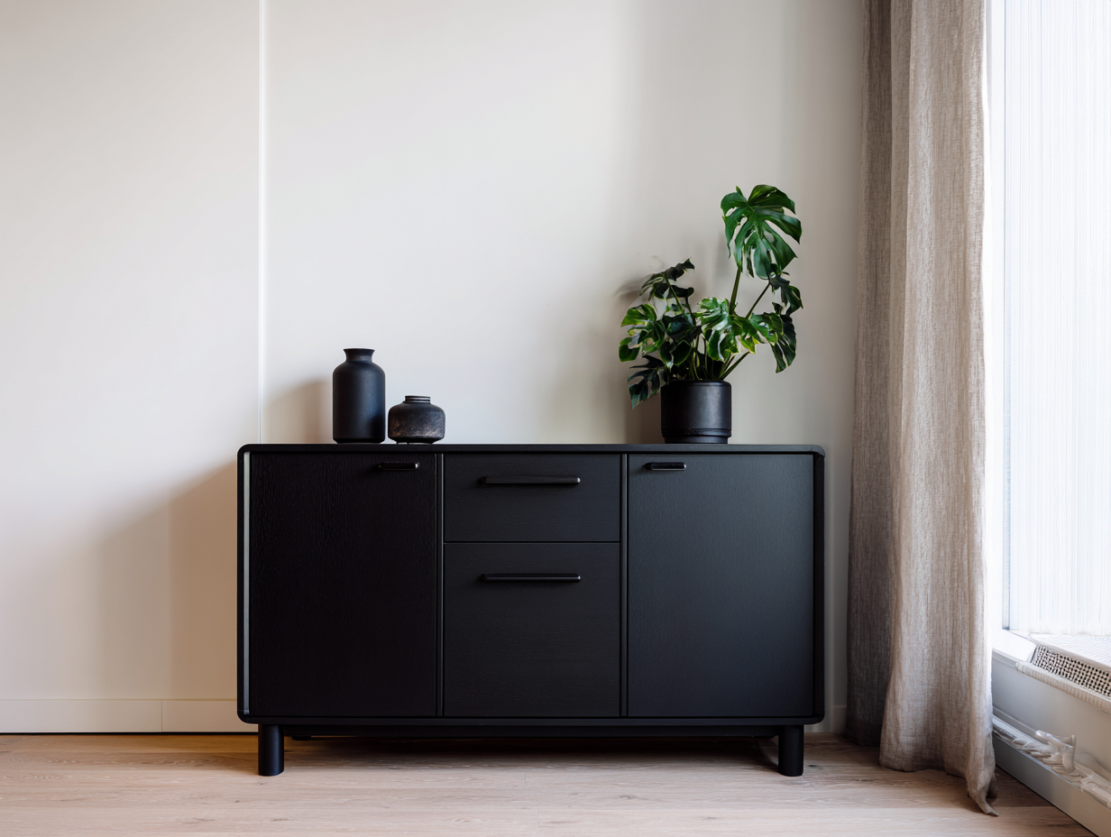 Sideboard - Holz - 120x40x85 cm - schwarz - für Wohnzimmer - modernes Design-Warmthano