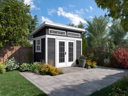 Gartenhaus aus Holz 300x240x260 cm - Schwarz/Weiß - Zur Gartenaufbewahrung - Modernes Design-Warmthano