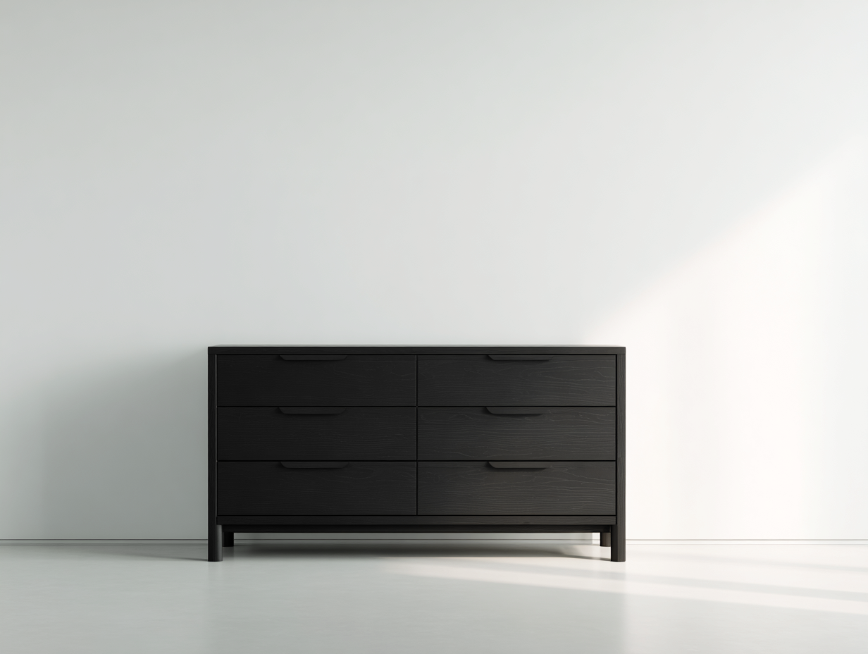 Sideboard Holz 120x45x85 cm - schwarz - für Schlafzimmer/Wohnzimmer - modernes minimalistisches Design-Warmthano