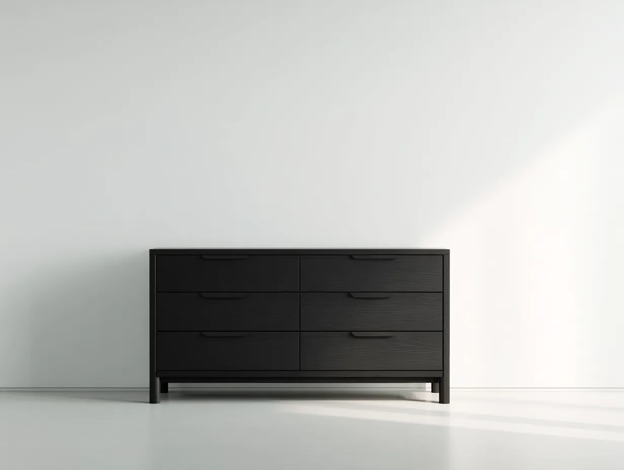 Sideboard Holz 120x45x85 cm - schwarz - für Schlafzimmer/Wohnzimmer - modernes minimalistisches Design-Warmthano