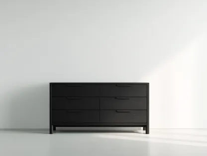Sideboard Holz 120x45x85 cm - schwarz - für Schlafzimmer/Wohnzimmer - modernes minimalistisches Design-Warmthano