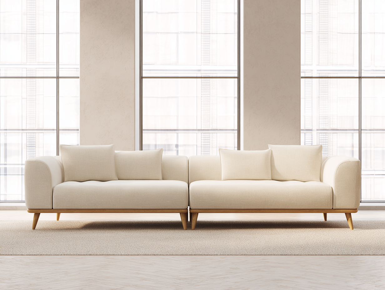 Sofa-Set 2-Sitzer - Stoff - 160×90×80 cm - creme - für Wohnzimmer - modernes Design-Warmthano