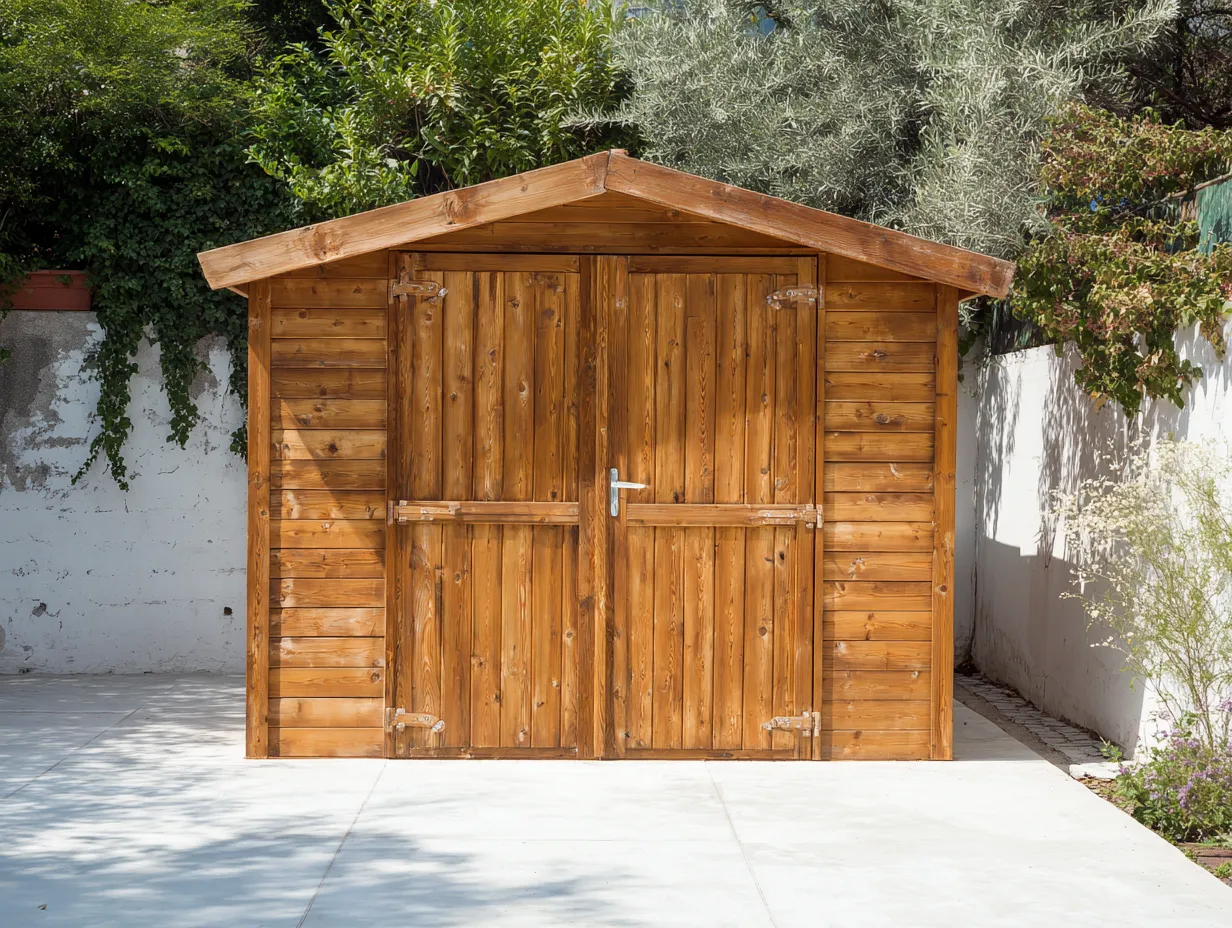 Gartenhaus aus Holz 320x220x230 cm - braun - für Gartenaufbewahrung - klassisches Satteldachdesign-Warmthano