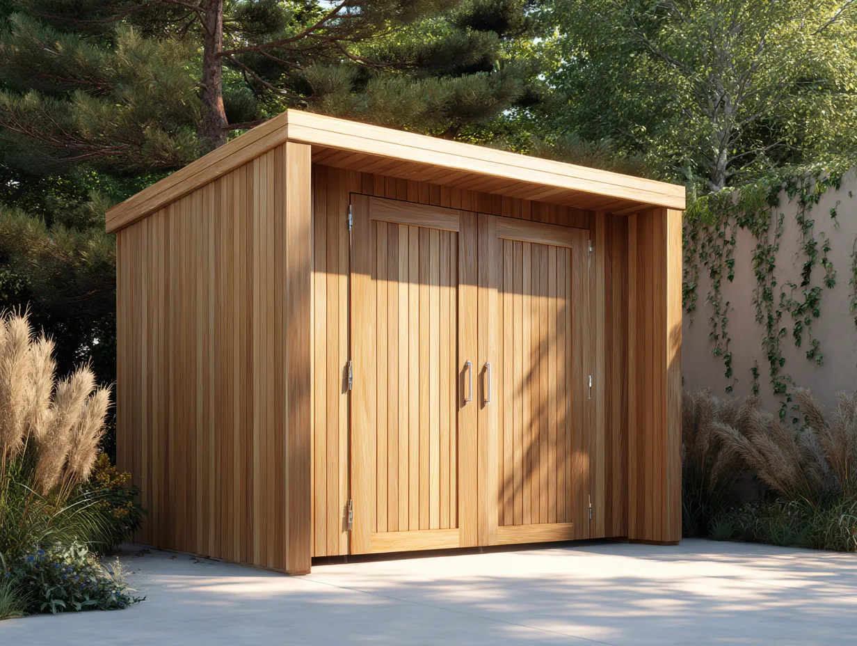 Gartenhaus aus Holz 280x200x220 cm - hellbraun - für Gartenaufbewahrung - modernes Flachdachdesign-Warmthano