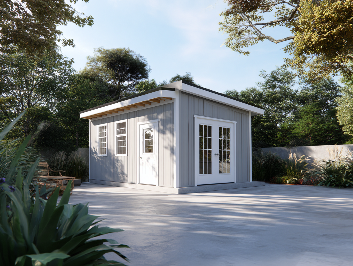 Gartenhaus - Holz/Metall - 300x240x260 cm - grau/weiß - für Garten - modernes Design-Warmthano