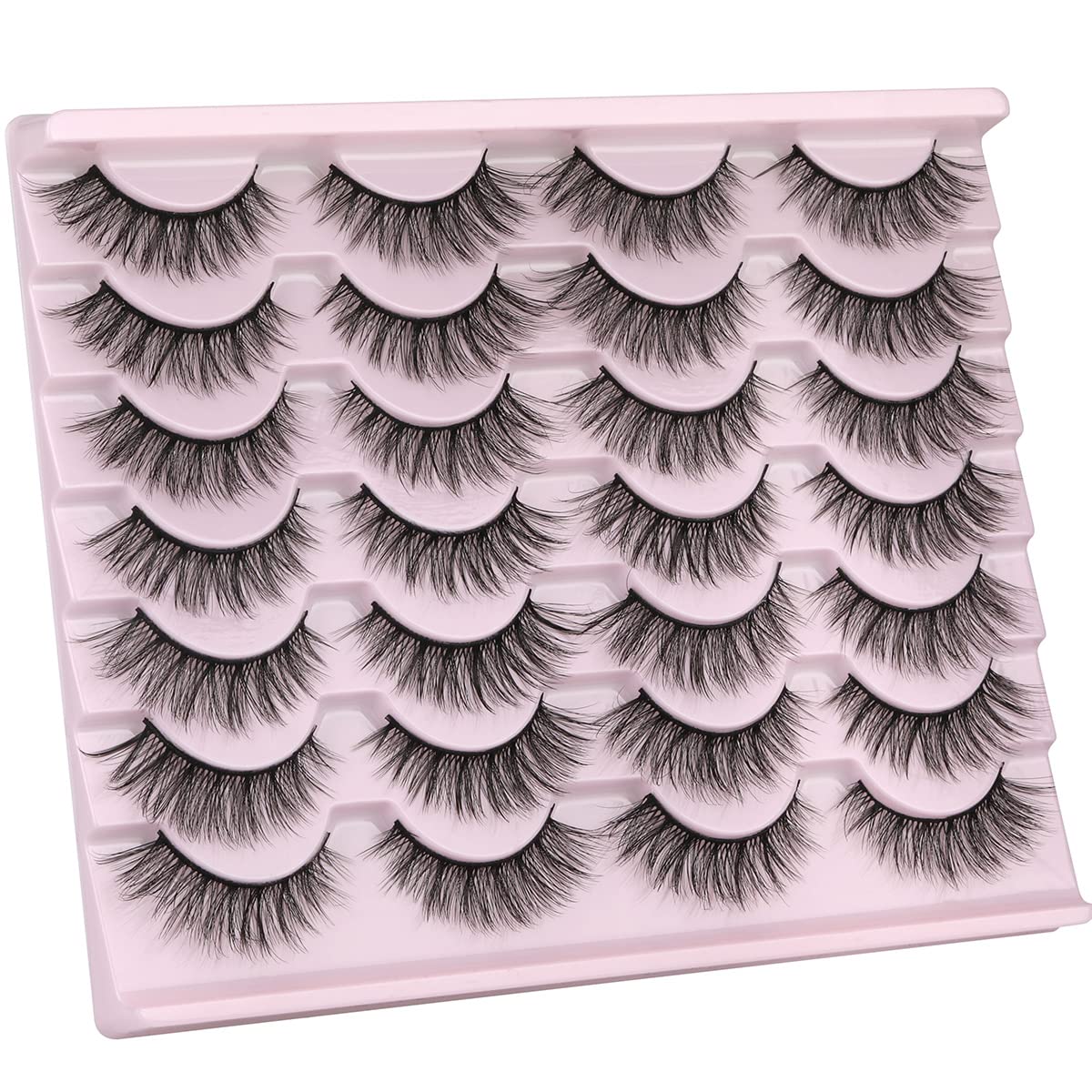False Eyelashes 14mm Faux 3D Mink Lashes Natural Look Cat Eye Wispy Lashes Pack